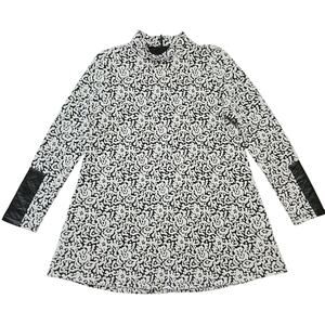 Tyler Boe Abstract Leopard Print Long Line Mock Neck Tunic Top Size Small